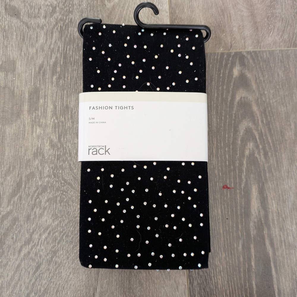 Nordstrom Black Tights with Rhinestone Accents